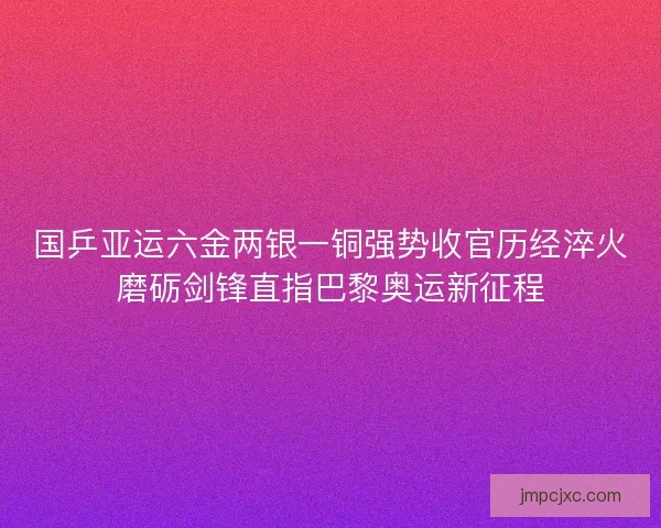 国乒亚运六金两银一铜强势收官历经淬火磨砺剑锋直指巴黎奥运新征程