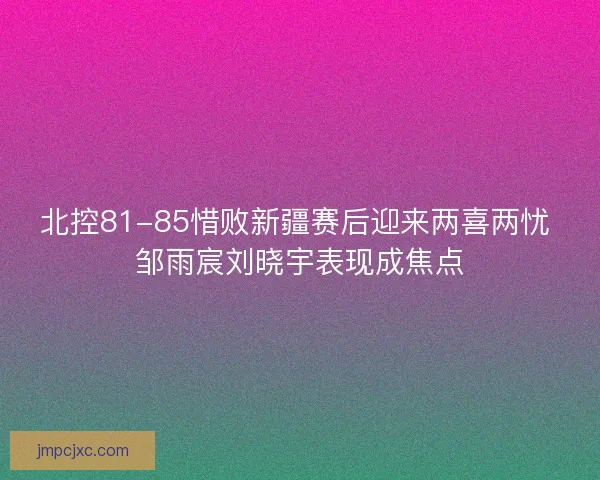 北控81-85惜败新疆赛后迎来两喜两忧 邹雨宸刘晓宇表现成焦点 北控81-85惜败新疆赛后迎来两喜两忧 邹雨宸刘晓宇表现成焦点