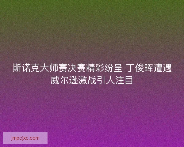 斯诺克大师赛决赛精彩纷呈 丁俊晖遭遇威尔逊激战引人注目