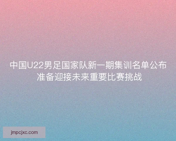 中国U22男足国家队新一期集训名单公布 准备迎接未来重要比赛挑战